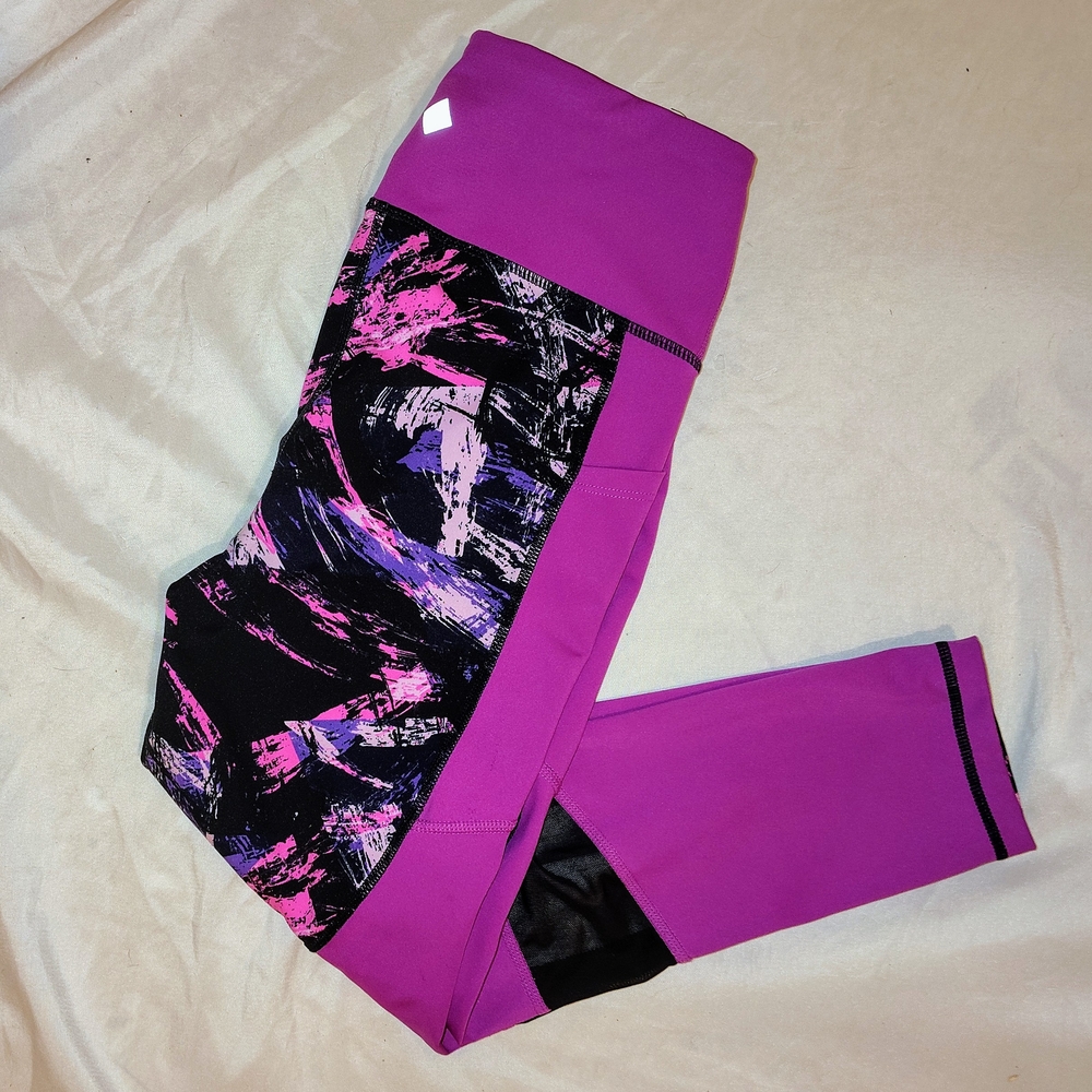 LuLaRoe Purple and Black Track Pants with Dynamic Design